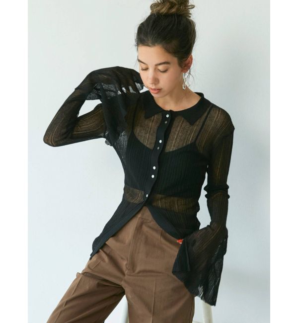 Ungrid「フレアスリーブシアーニットカーディガン」|カーディガン|