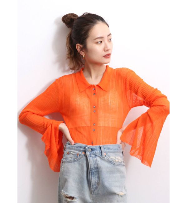 Ungrid「フレアスリーブシアーニットカーディガン」|カーディガン|