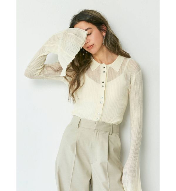 Ungrid「フレアスリーブシアーニットカーディガン」|カーディガン|