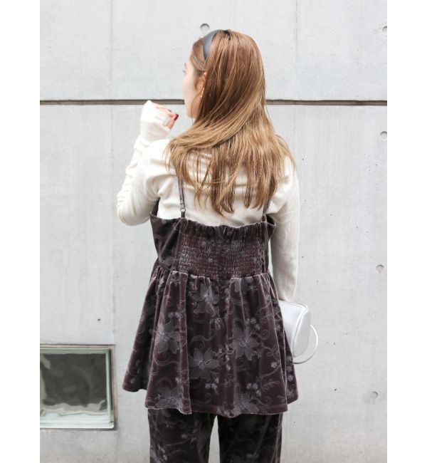 Ungrid「ベロア刺繍デザインキャミ」|キャミソール|