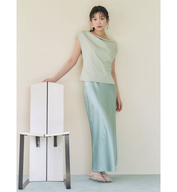 LAGUNAMOON「【接触冷感】オフショルドレープカットトップス」|Tシャツ・カットソー|