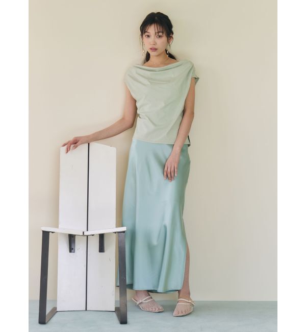 LAGUNAMOON「【接触冷感】オフショルドレープカットトップス」|Tシャツ・カットソー|