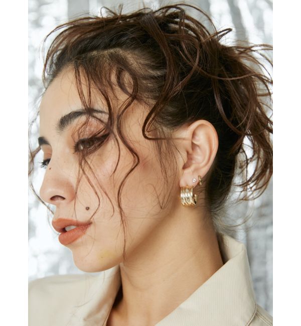 EVRIS「WIDE HOOPピアス」|ピアス|ゴールド