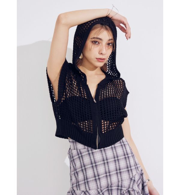 EVRIS「メッシュジップアップニットベスト」|ニット・セーター|