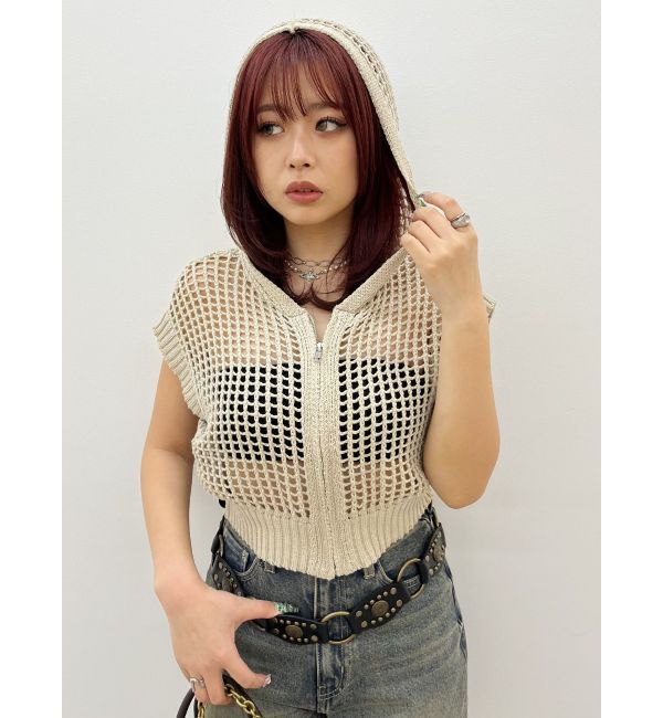 EVRIS「メッシュジップアップニットベスト」|ニット・セーター|