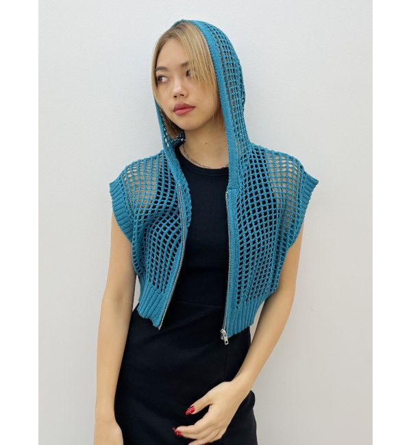 EVRIS「メッシュジップアップニットベスト」|ニット・セーター|