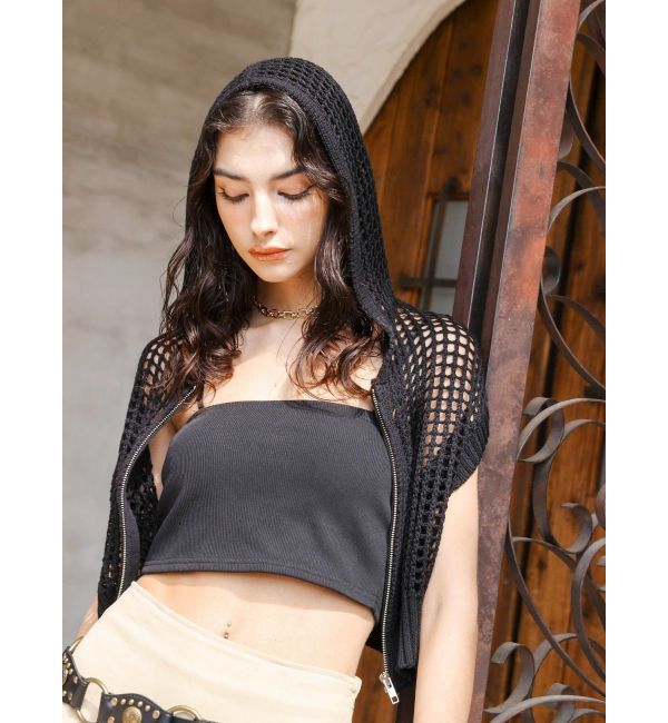 EVRIS「メッシュジップアップニットベスト」|ニット・セーター|