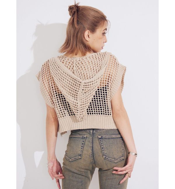 EVRIS「メッシュジップアップニットベスト」|ニット・セーター|