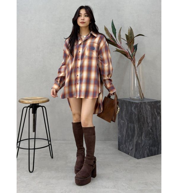 EVRIS「SUNNYチェックオーバーサイズシャツ」|シャツ・ブラウス|