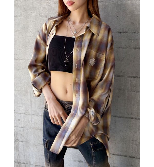 EVRIS「SUNNYチェックオーバーサイズシャツ」|シャツ・ブラウス|