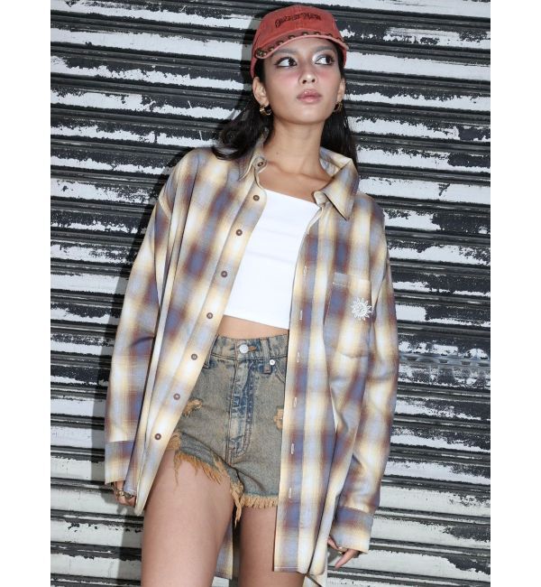 EVRIS「SUNNYチェックオーバーサイズシャツ」|シャツ・ブラウス|