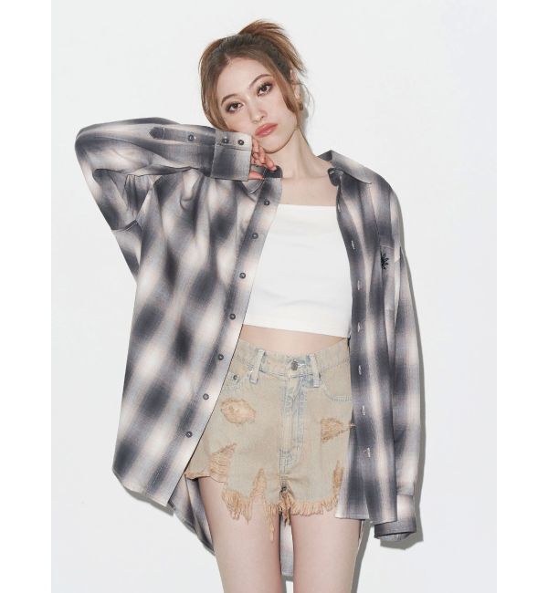 EVRIS「SUNNYチェックオーバーサイズシャツ」|シャツ・ブラウス|