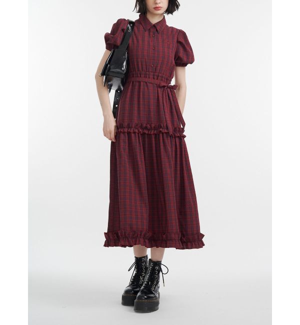 jouetie「ヘムフリルシャツワンピース」|ワンピース|レッド