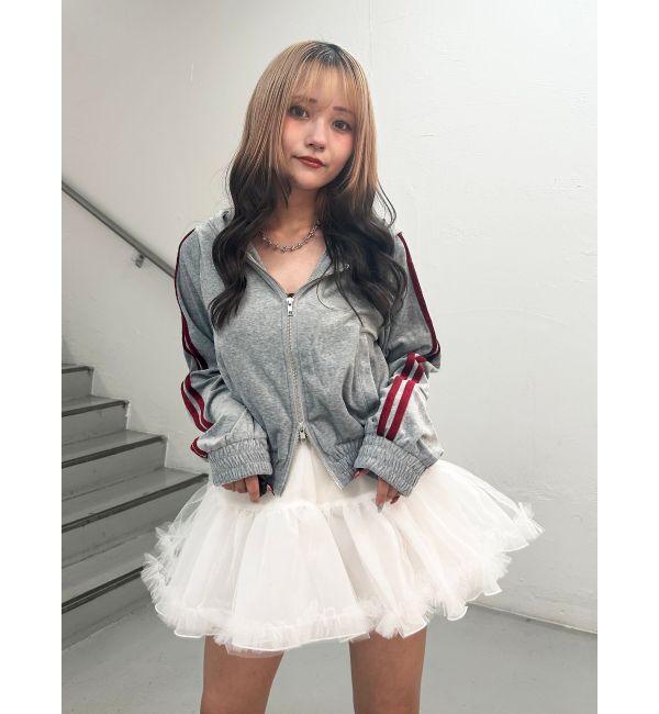 jouetie「ベロアコンパクトラインZIPフーディ【セットアップ対応】」|パーカー|グレー