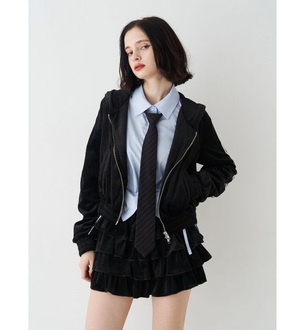 jouetie「ベロアコンパクトラインZIPフーディ【セットアップ対応】」|パーカー|