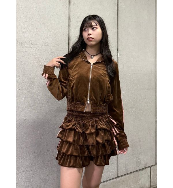 jouetie「ベロアコンパクトラインZIPフーディ【セットアップ対応】」|パーカー|