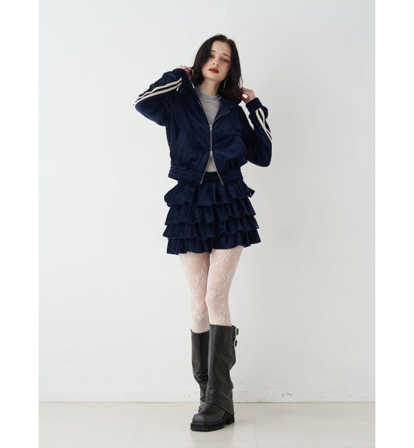 jouetie「ベロアコンパクトラインZIPフーディ【セットアップ対応】」|パーカー|