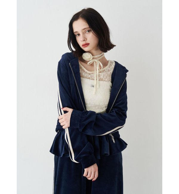 jouetie「ベロアコンパクトラインZIPフーディ【セットアップ対応】」|パーカー|