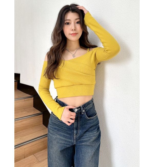 GYDA「カシュクールデザインオフショルトップス」|Tシャツ・カットソー|