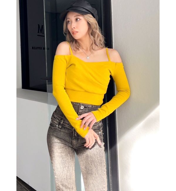 GYDA「カシュクールデザインオフショルトップス」|Tシャツ・カットソー|