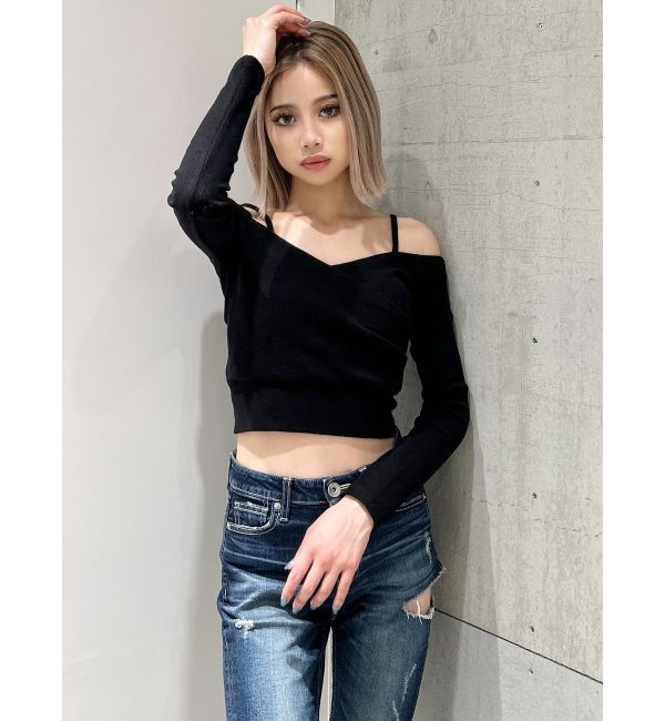 GYDA「カシュクールデザインオフショルトップス」|Tシャツ・カットソー|