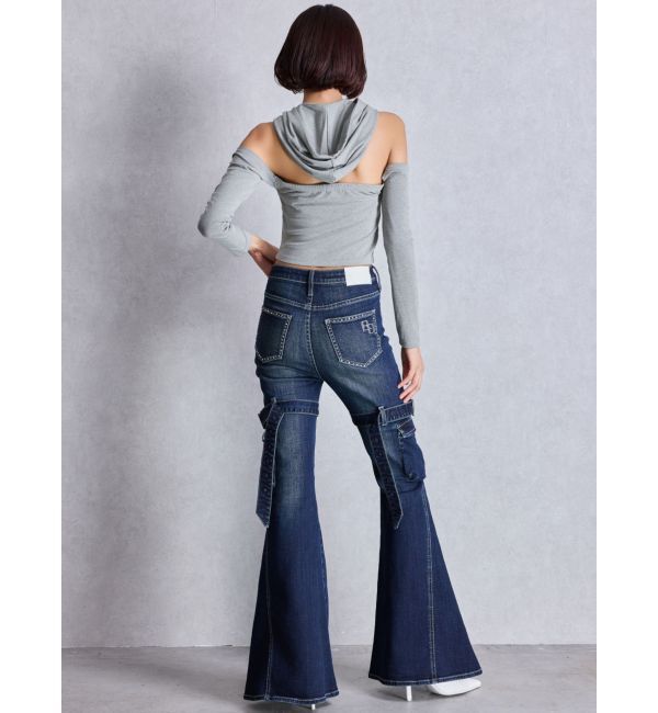 GYDA「GGフードショルダーオープンデザインショートトップス」|Tシャツ・カットソー|