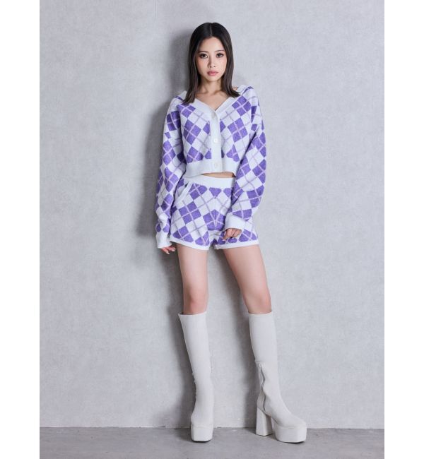 GYDA「アーガイルニットカーディガン」|カーディガン|