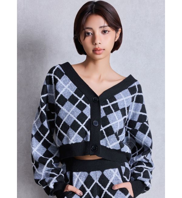 GYDA「アーガイルニットカーディガン」|カーディガン|