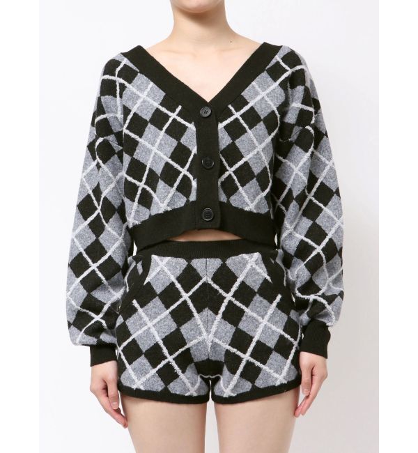 GYDA「アーガイルニットカーディガン」|カーディガン|