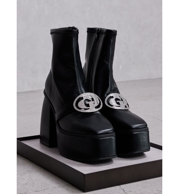 GYDA「GD bijou 2WAYチャンキーショートブーツ」|ショートブーツ|ブラック