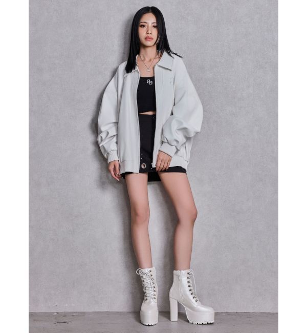 GYDA「shiny lace upタンクソールショートブーツ」|ショートブーツ|