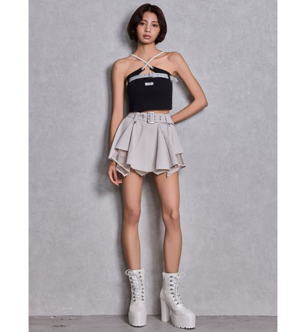 GYDA「shiny lace upタンクソールショートブーツ」|ショートブーツ|