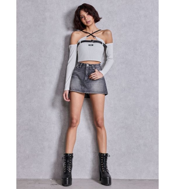 GYDA「shiny lace upタンクソールショートブーツ」|ショートブーツ|