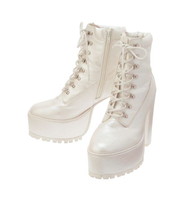 GYDA「shiny lace upタンクソールショートブーツ」|ショートブーツ|