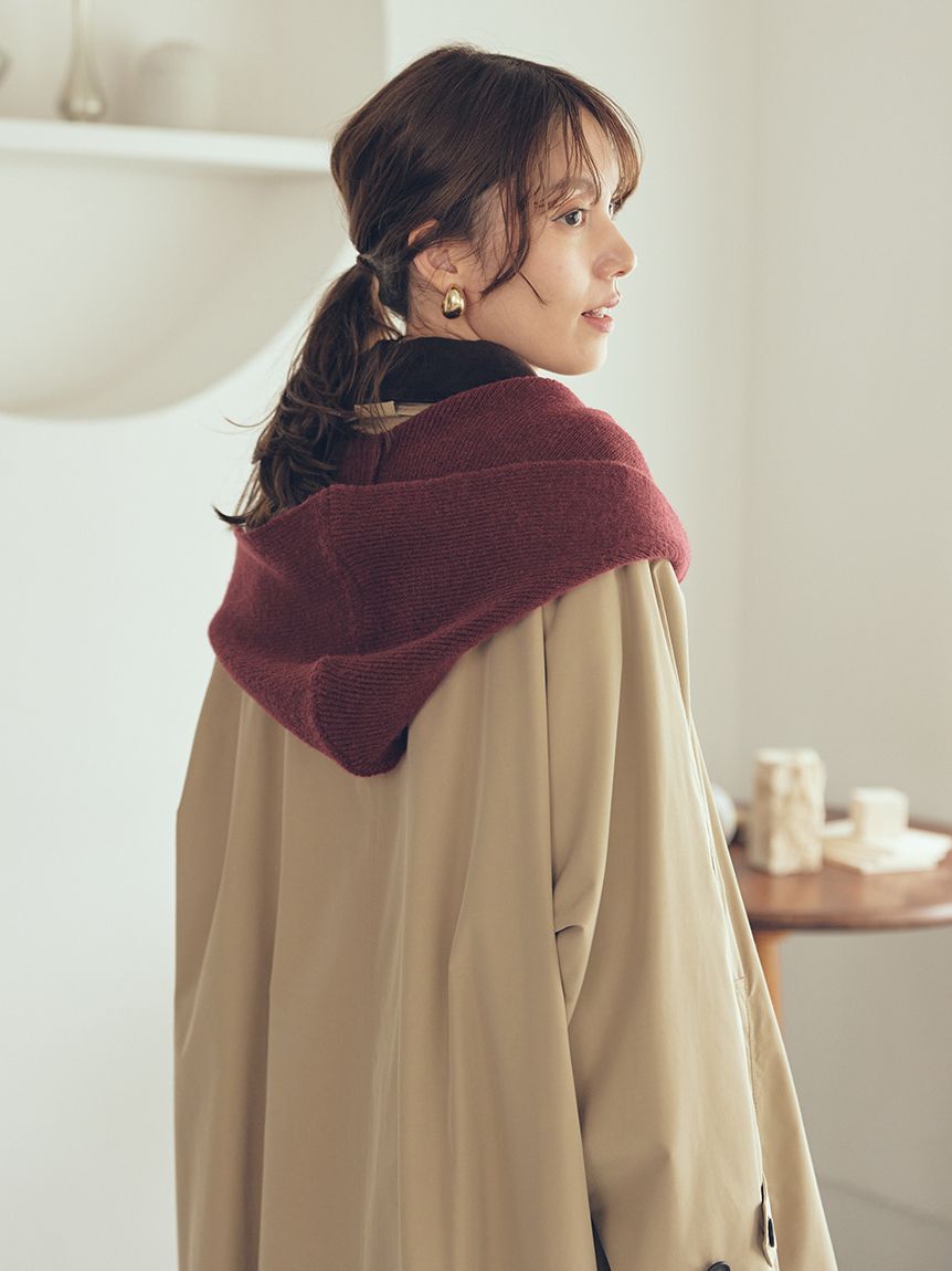 Mila Owen「リブニットフーディマフラー」|マフラー|