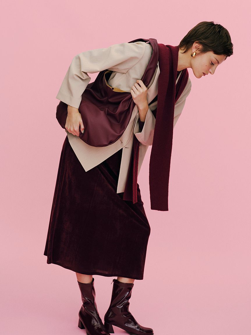 Mila Owen「リブニットフーディマフラー」|マフラー|