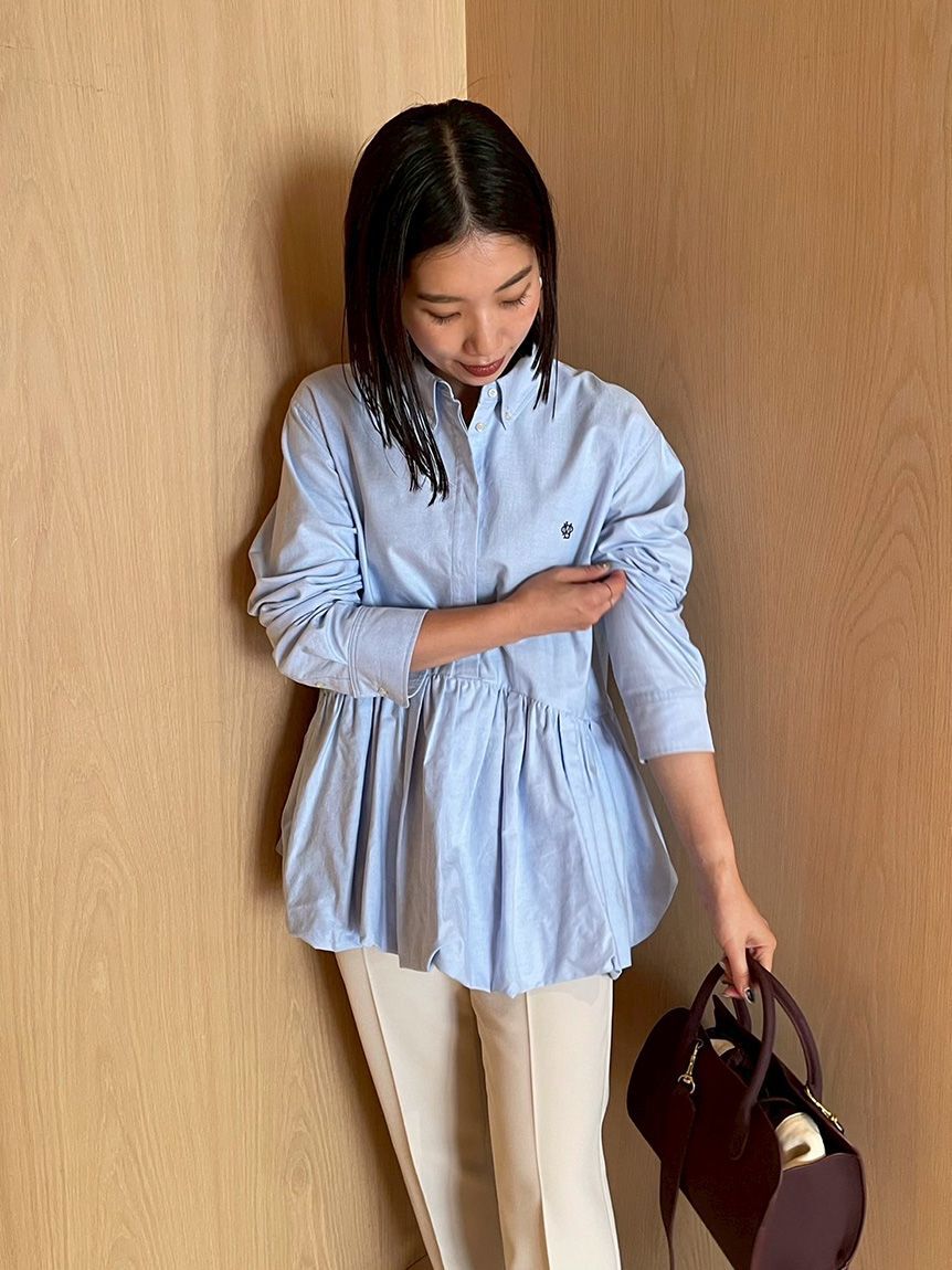 Mila Owen「釦ダウン裾バルーンペプラムシャツ」|シャツ・ブラウス|