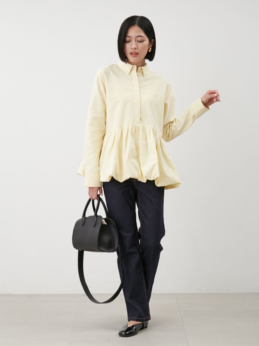 Mila Owen「釦ダウン裾バルーンペプラムシャツ」|シャツ・ブラウス|