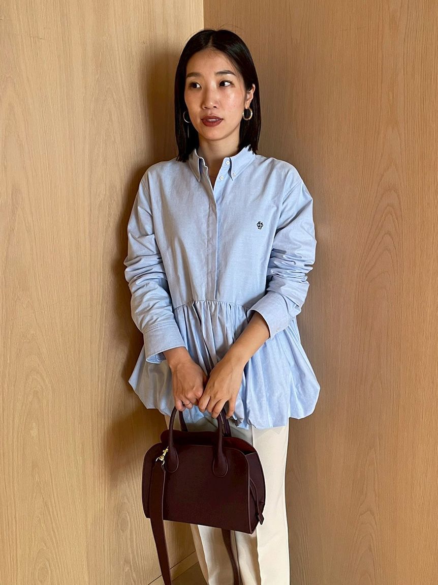 Mila Owen「釦ダウン裾バルーンペプラムシャツ」|シャツ・ブラウス|