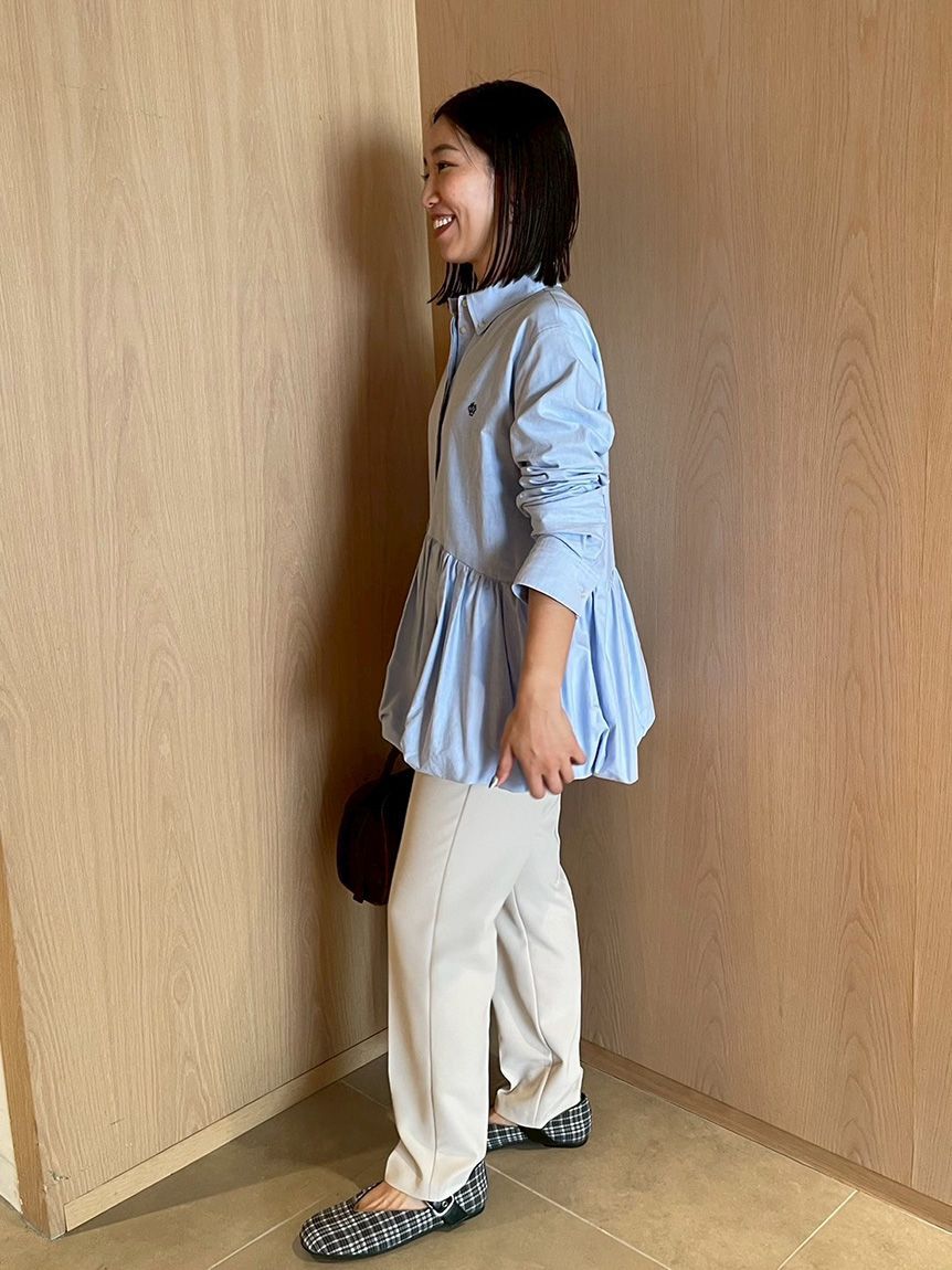 Mila Owen「釦ダウン裾バルーンペプラムシャツ」|シャツ・ブラウス|