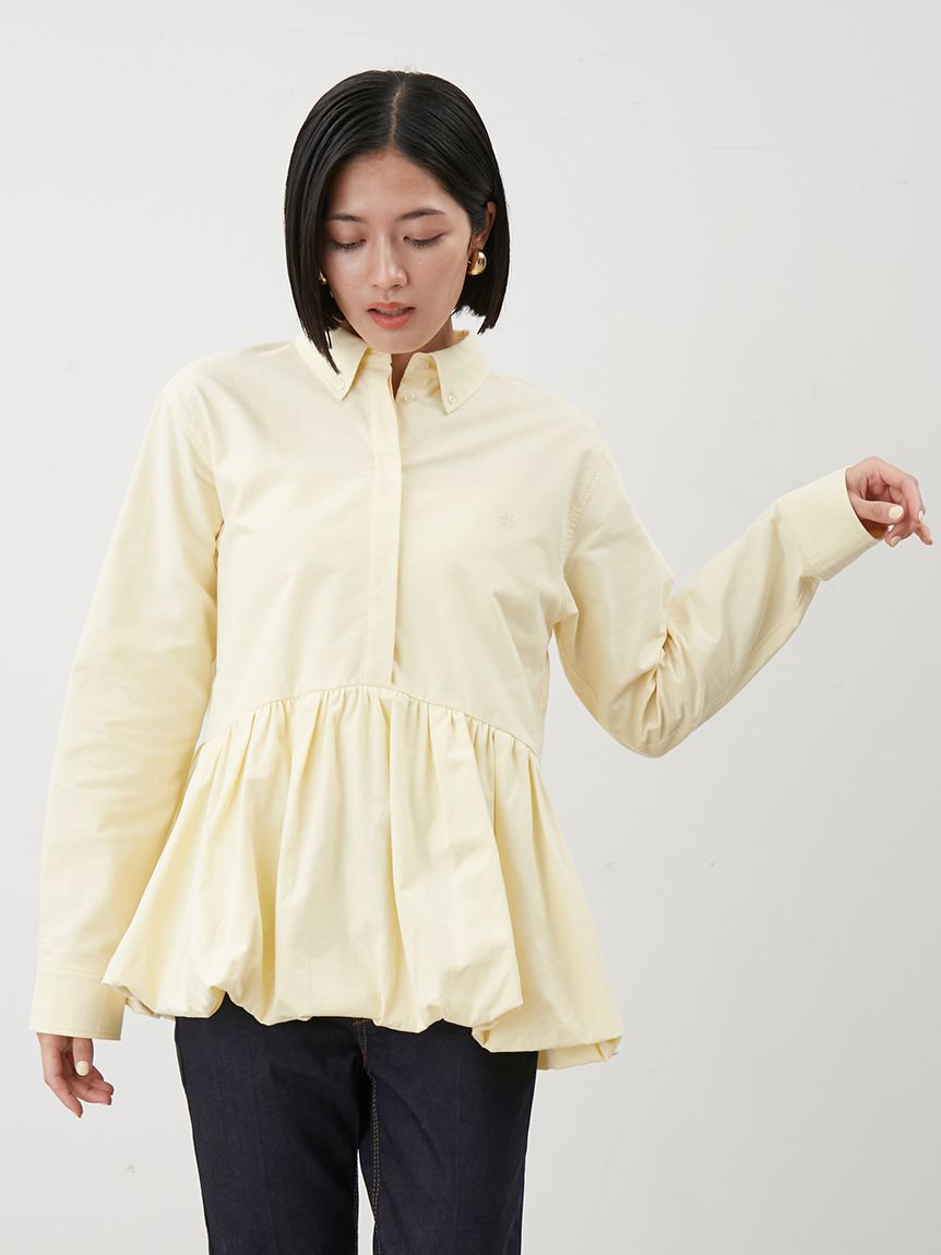 Mila Owen「釦ダウン裾バルーンペプラムシャツ」|シャツ・ブラウス|