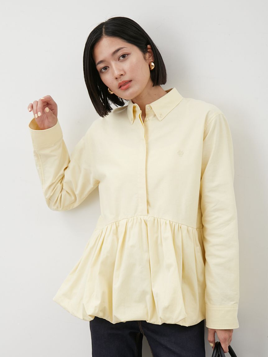 Mila Owen「釦ダウン裾バルーンペプラムシャツ」|シャツ・ブラウス|YEL