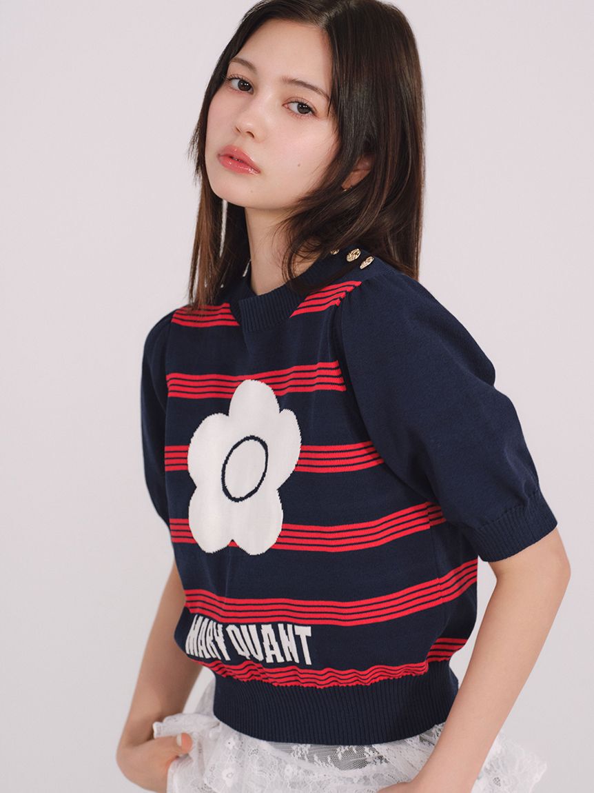 LILY BROWN「【WEB限定カラー】【LILY BROWN&times;MARY QUANT】ジャガードニットトップス」|ニット・セーター|NVY