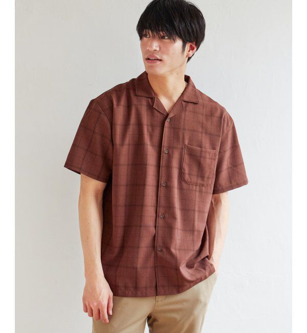ikka「【セットアップ対応】Reflax リラックスオープンカラーシャツ」|シャツ・ブラウス|ブラウン