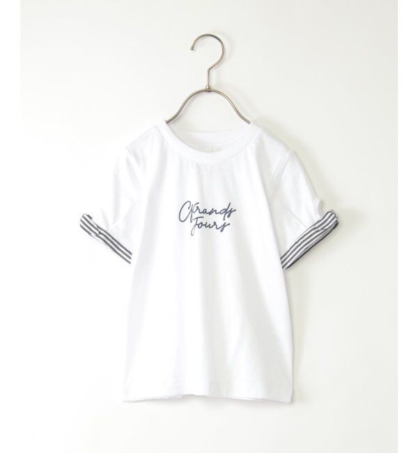 ikka kids「ソデストライプリボンロゴＴ」|Tシャツ・カットソー|オフホワイト