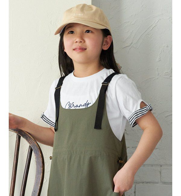 ikka kids「ソデストライプリボンロゴＴ」|Tシャツ・カットソー|