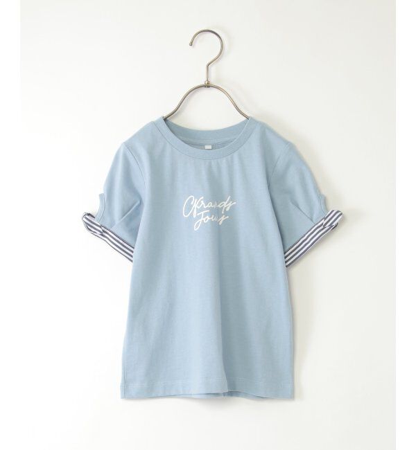 ikka kids「ソデストライプリボンロゴＴ」|Tシャツ・カットソー|
