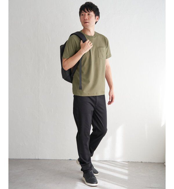 ikka「ライトダンボールジャカード襟ダブルフェイスTシャツ」|Tシャツ・カットソー|