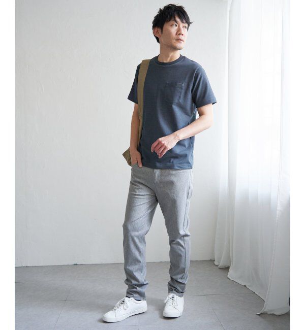 ikka「ライトダンボールジャカード襟ダブルフェイスTシャツ」|Tシャツ・カットソー|