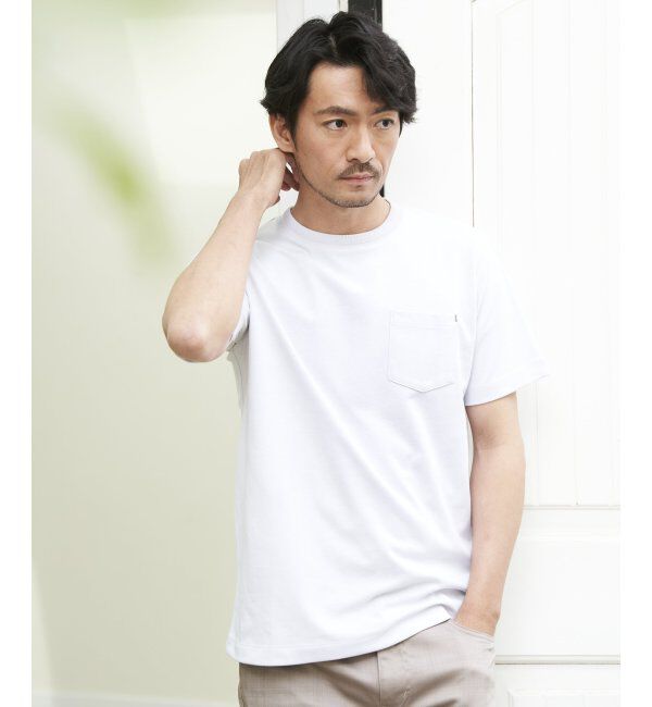 ikka「ライトダンボールジャカード襟ダブルフェイスTシャツ」|Tシャツ・カットソー|